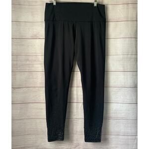 Z by Zobha Black Ankle Leggings Shiny Metallic Ombre Print High Waisted Yoga XL